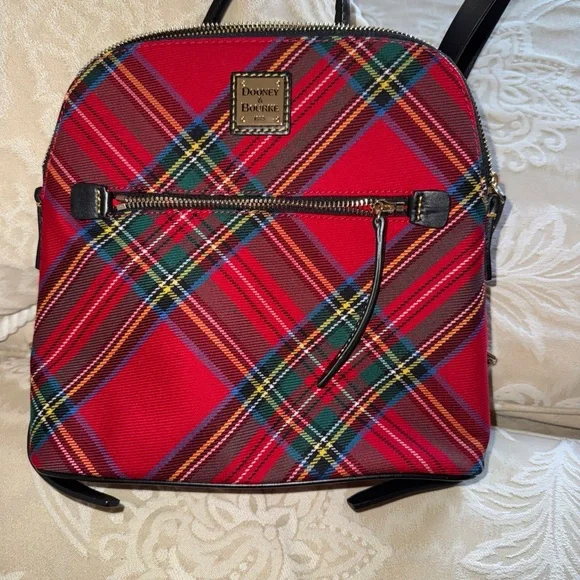 Dooney & Bourke Red and Blue Plaid Backpack - Picture 2 of 7